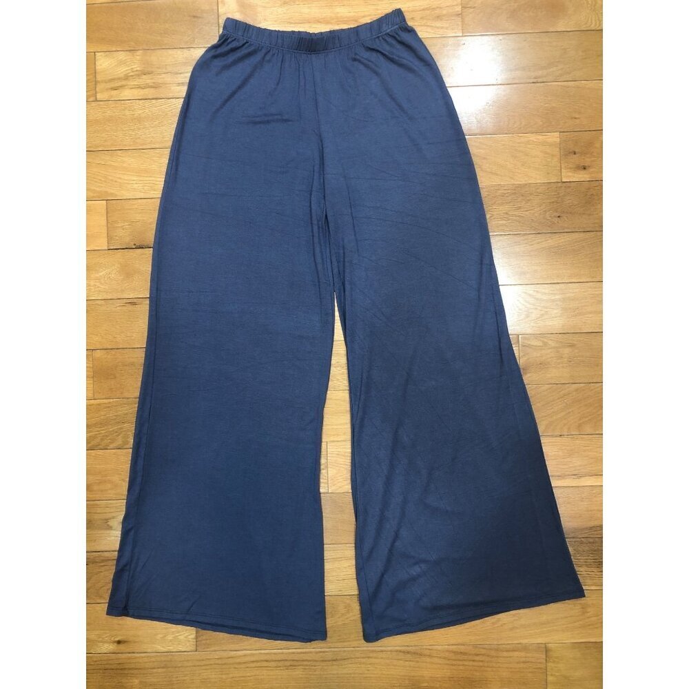 NWT 24Seven Comfortable Apparel Wide Leg Blue Lightweight Lounge Pant Size M